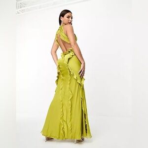 ASOS DESIGN tall ruffle maxi dress in olive